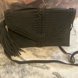 Dark Gray Nubuck/suede stitched envelope crossbody